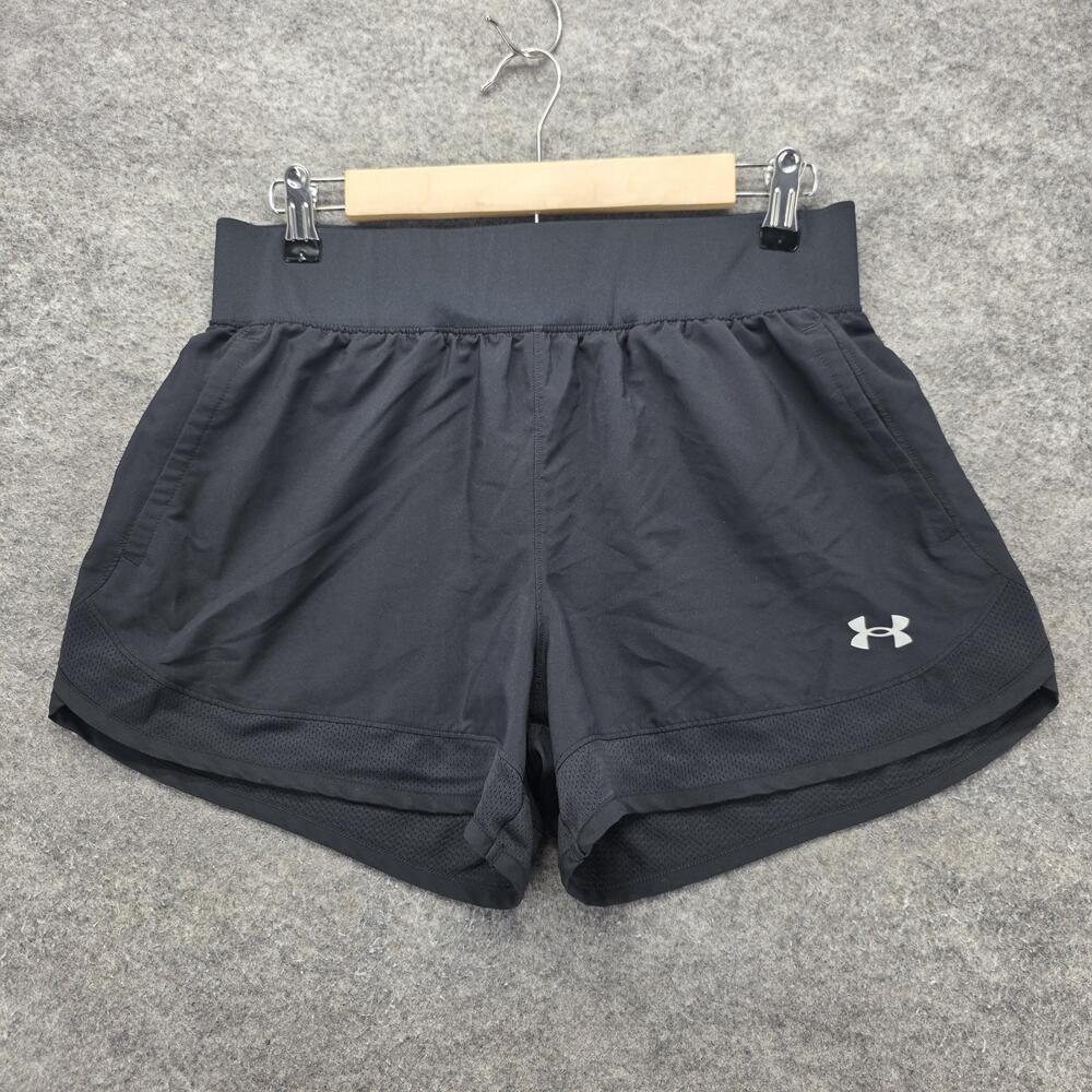 Under Armour Shorts Womens M Black 3 In Running Athletic Pockets Elastic Waist